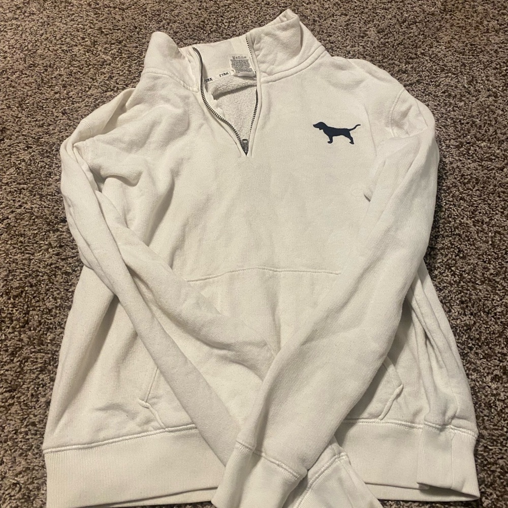 White Quarter-Zip Pullover Pink